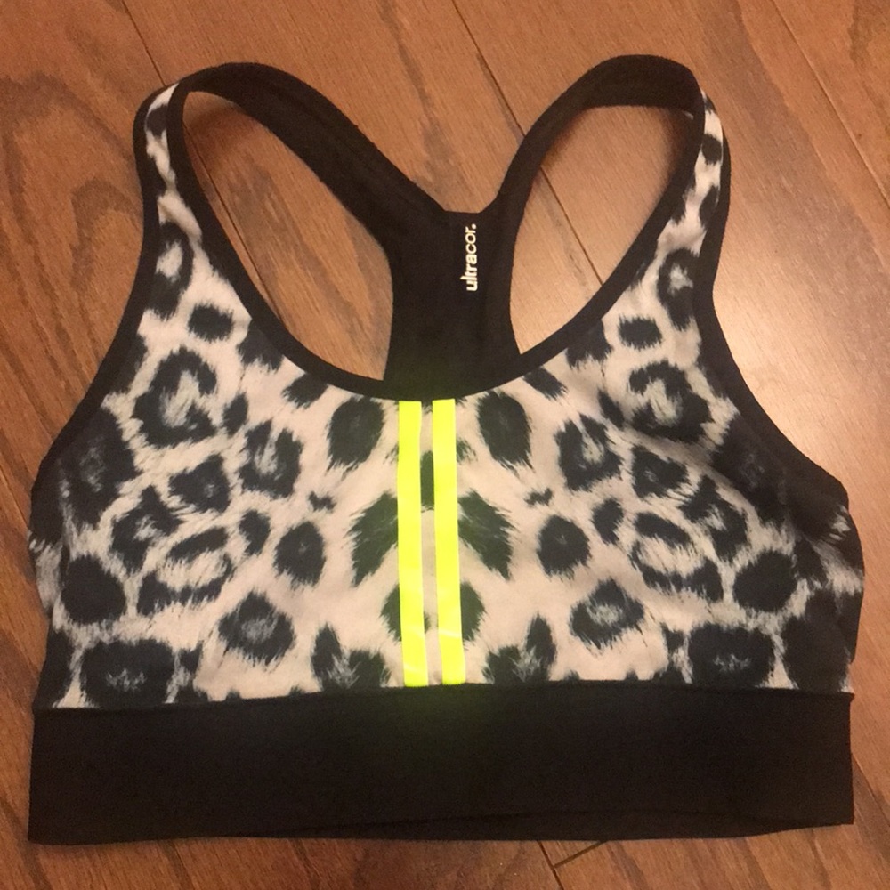 Ultracor black & gray leopard bra with neon stripe